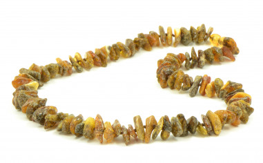 Green Chip Polished Amber Beads Necklace for Adult