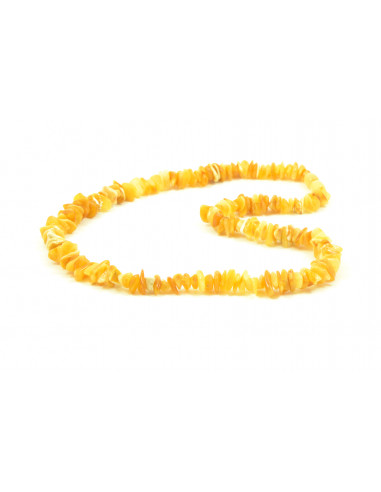 Milky Chip Polished Amber Beads Necklace for Adult