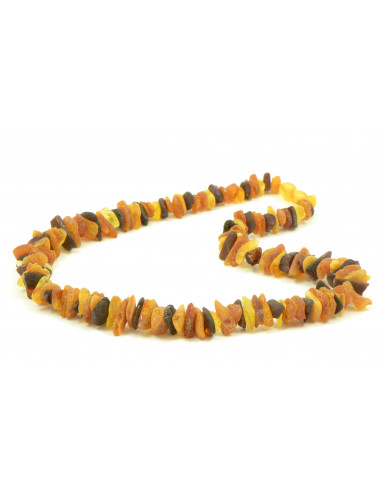 Multi Color Chip Raw Amber Beads Necklace for Adult