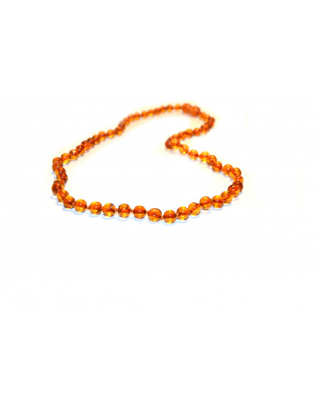 Honey Round Polished Amber Beads Necklace for Adult