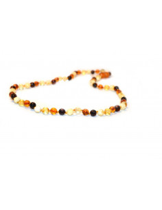 Multi Color Round Polished Amber Beads Necklace for Adult