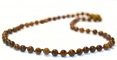 Green Round Polished Amber Beads Necklace for Adult