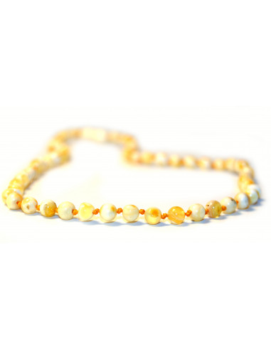 Milky Round Polished Amber Beads Necklace for Adult