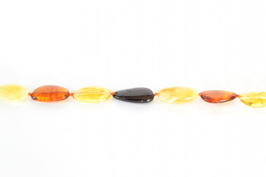 Multi Color Big Flat Olive Polished Baltic Amber Necklace for Adult
