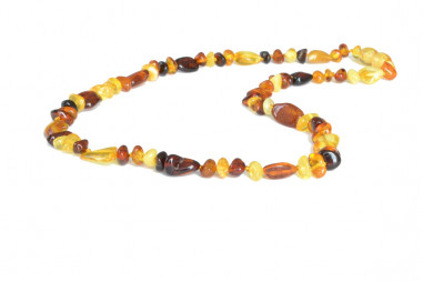 Multi Color Olive & Half Baroque & Baroque Polished Amber Necklace for Adult