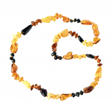 Multi Color Olive & Half Baroque & Baroque Polished Amber Necklace for Adult