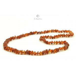 Cognac Half-Baroque Polished Amber Beads Necklace for Adult