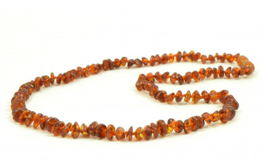 Cognac Half-Baroque Polished Amber Beads Necklace for Adult