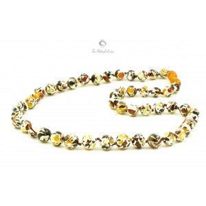 Round Plastic & Amber Mosaic Polished Necklace for Adult