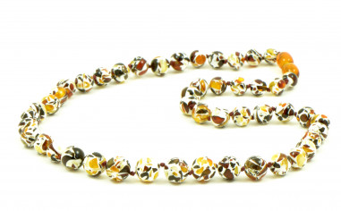 Round Plastic & Amber Mosaic Polished Necklace for Adult