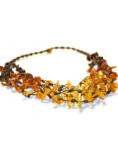 Reversed Rainbow Chip Polished Amber Necklace for Adult