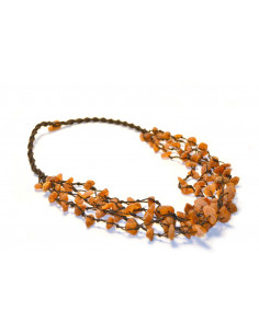 Cognac Chip Raw Amber Necklace for Adult