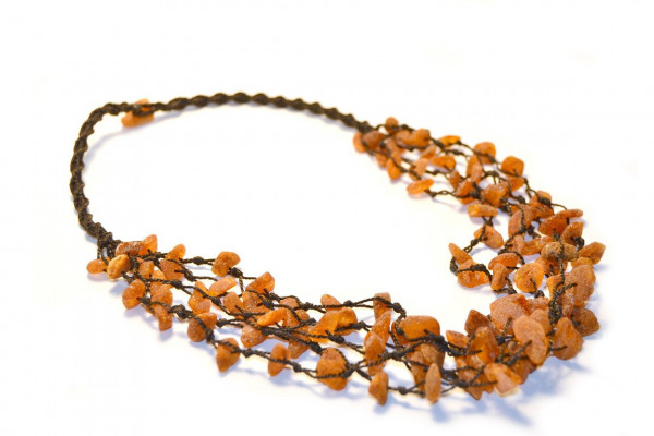 Cognac Chip Raw Amber Necklace for Adult