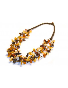 Multi Color Chip Polished Amber Necklace for Adult