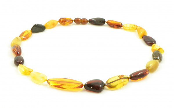 Multi Color Olive Polished Amber Necklace for Adult