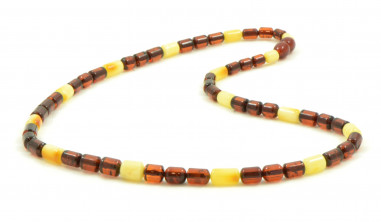 Cognac & Milky Polished Cylinder Amber Necklace for Adult