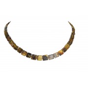 Green Polished Plates Amber Necklace for Adult