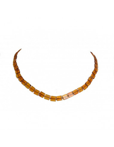 Cognac Polished Plates Amber Necklace for Adult