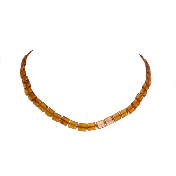 Cognac Polished Plates Amber Necklace for Adult