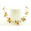 Necklace for Adult with Multi Color Polished Amber Leafs