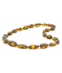 Green Faceted Amber Necklace for Adult