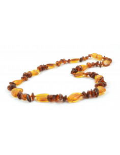 Cognac Chips & Honey Bean Polished Amber Necklace for Adult
