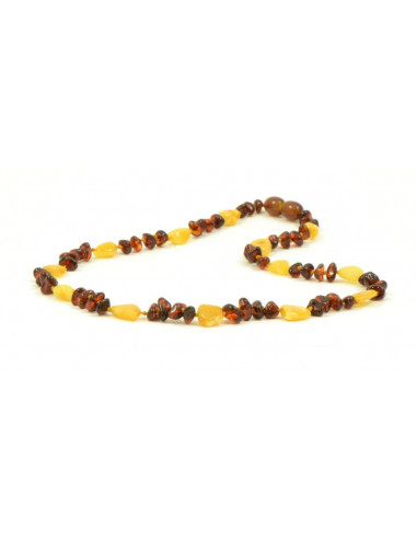 Cherry Baroque Polished  Chip & Milky Bean Amber Necklace for Adult