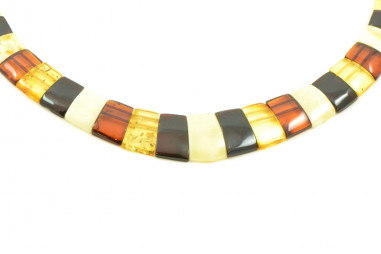 Multi Color Plates Polished Amber Necklace for Adult