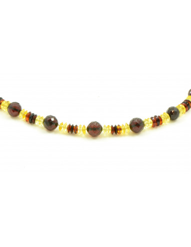 Multi Color Polished Faceted Amber Necklace for Adult