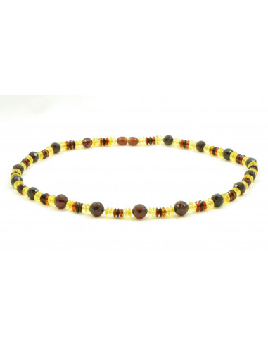 Multi Color Polished Faceted Amber Necklace for Adult