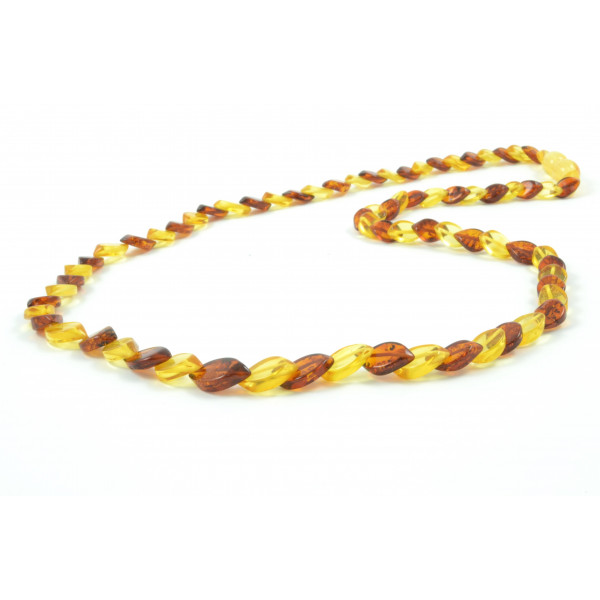 Cognac & Lemon Snake Shaped Polished Amber Necklace for Adult