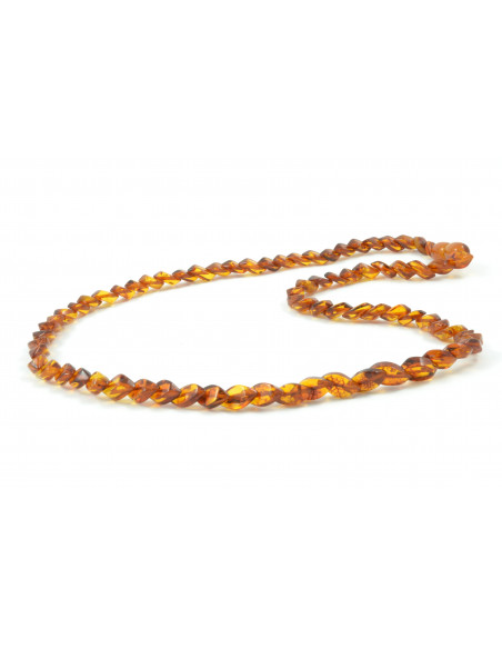 Cognac Snake Shaped Polished Amber Necklace for Adult