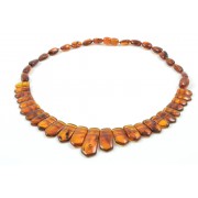 Cognac Polished Amber Plates Shape Beads Necklace for Adult