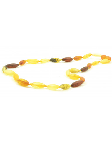 Multi Color Olive Raw Amber Necklace for Adult