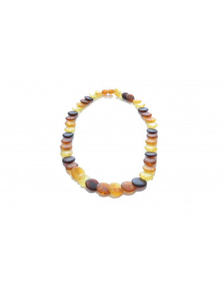 Multi Color Raw Disk Shape Amber Necklace for Adult
