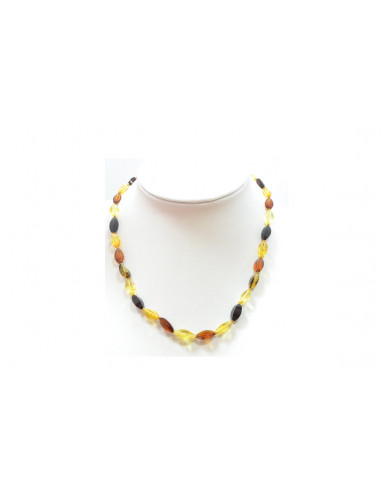 Multi Color Olive Polished Amber Necklace for Adult