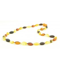 Multi Color Olive Polished Amber Necklace for Adult