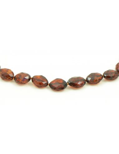 Cognac Faceted Polished Giant Olive  Shape Amber Necklace for Adult