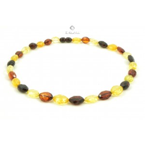 Multi Color Faceted Polished Giant Olive Shape Amber Necklace for Adult