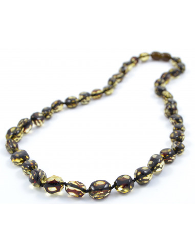 Green Faceted Amber Necklace for Adult