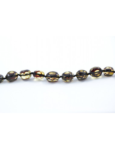 Green Faceted Amber Necklace for Adult