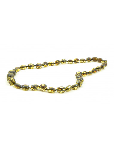 Green Faceted Amber Necklace for Adult