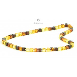 Multi Color Polished Square Amber Necklace for Adult