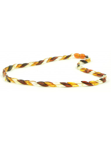 Multi Color Polished  Snake Shape Amber Necklace for Adult