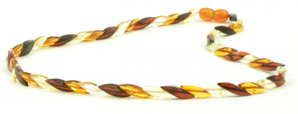 Multi Color Polished  Snake Shape Amber Necklace for Adult