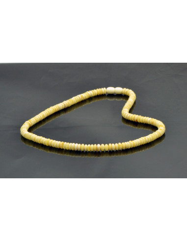 Milky Polished Tablet Shape Amber Necklace for Adult