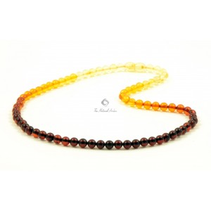 Rainbow Round Polished Amber Beads Necklace for Adult