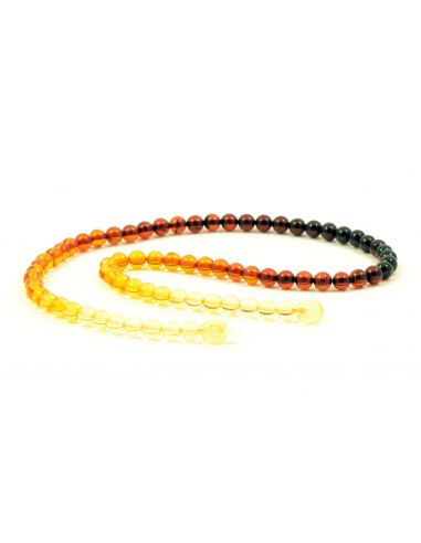 Rainbow Round Polished Amber Beads Necklace for Adult