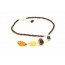 Cognac Round Polished Amber Necklace for Adult with Three Pendants