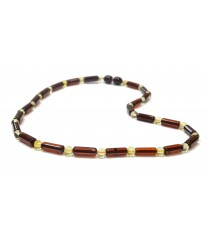 Cherry & Champagne Polished Amber Necklace for Mens